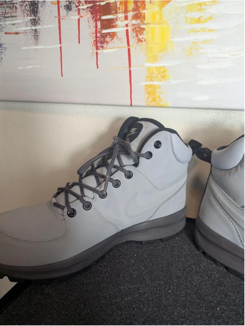 Nike Manoa Leather Boots Mens Size 8.5 Gray Snow Hiking Outdoor 454350-004